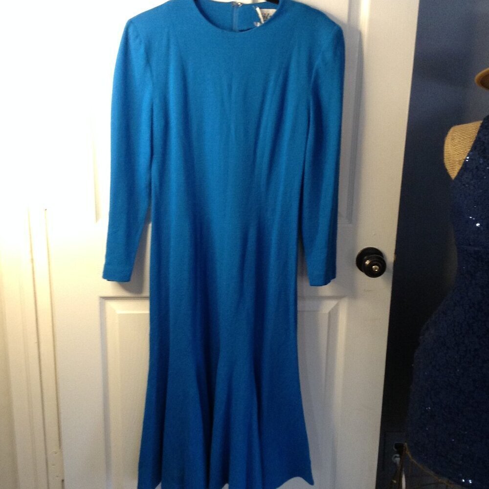 VTG The Wilroy Traveller NY 6 Royal Blue Wool dress Madman Haute Couture Vintage